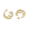 Brass Ring with Word Love Stud Earrings EJEW-P214-13G-2