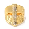 Bar Brass Micro Pave Cubic Zirconia Open Cuff Rings RJEW-U008-16G-2