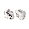 Wedding Theme Antique Silver Tone Tibetan Style Heart with Bride Rhinestone Charms TIBEP-YW0001-37A-2