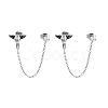 Oval with Wings 316 Surgical Stainless Steel Pave Clear Cubic Zirconia Dangle Chains Stud Earrings EJEW-Z050-63AS-1