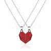 Valentine's Day Stainless Steel Magnetic Heart-shaped Couples Necklace Set with Peach Heart Pendant RE7695-9-1