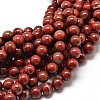 Natural Red Jasper Round Bead Strands G-P072-19-6mm-1