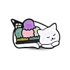 Cat with Ice Cream Enamel Pins JEWB-E026-01EB-01-1