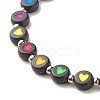 Flat Round with Heart Beaded Stretch Bracelet for Women BJEW-JB07552-04-5