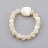 Sea Shell Beads Stretch Finger Rings RJEW-JR00239-01-2