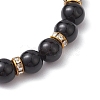 8mm Round Natural Black Onyx(Dyed & Heated) Beaded Stretch Bracelets for Women BJEW-JB10796-4