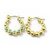 Ion Plating(IP) 304 Stainless Steel Round Beads Wrap Hoop Earrings with Enamel for Women EJEW-G293-16B-G-2