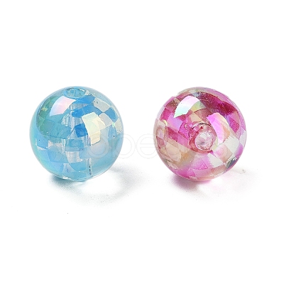 UV Plating Rainbow Iridescent Acrylic Beads OACR-O008-02B-1