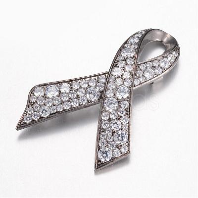 Brass Cubic Zirconia Safety Brooch JEWB-N0002-002-1