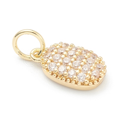 Brass Clear Cubic Zirconia Charms ZIRC-B010-03G-1