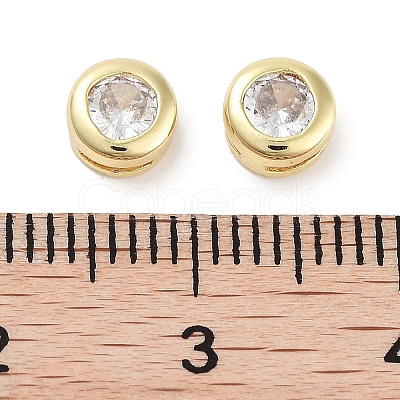 Brass with Single Cubic Zirconia Slide Charms KK-C051-27G-01-1