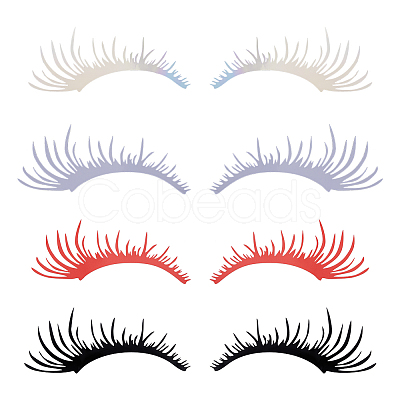 SUPERFINDINGS 4 Pairs 4 Colors PET Eyelash Car Stickers STIC-FH0001-02-1