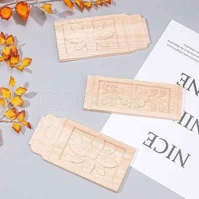 Natural Solid Wood Carved Onlay Applique Craft WOOD-FH0001-10-1