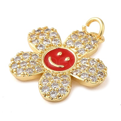 Rack Plating Brass Micro Pave Cubic Zirconia Pendants KK-P241-12G-1