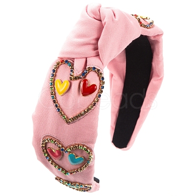 Valentine's Day Heart Metal Enamel & Rhinestone Hair Bands PW-WG48570-01-1