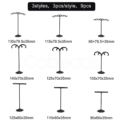 FINGERINSPIRE 3 Sets 3 Style T Bar Iron Earring Displays Sets EDIS-FG0001-39-1