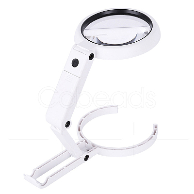 ABS Plastic Handheld and Desktop Foldable Illuminated Magnifier AJEW-L073-06-1