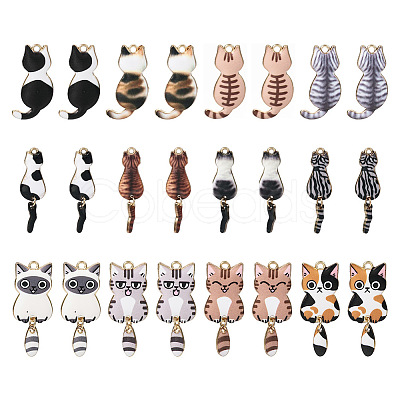 24Pcs 12 Styles Rack Plating Alloy Enamel Pendants ENAM-TA0001-47-1