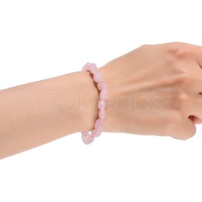 Natural Rose Quartz Bead Stretch Bracelets BJEW-K213-01-1