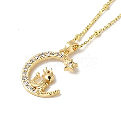 Brass Micro Pave Clear Cubic Zirconia Pendants Necklaces NJEW-K269-05G-09-1