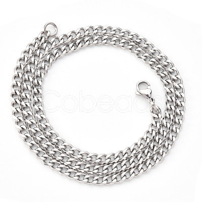 Non-Tarnish Men's 201 Stainless Steel Cuban Chain Necklace NJEW-R257-001B-P-1