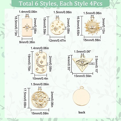 SUNNYCLUE 24Pcs 6 Styles Alloy Pendants FIND-SC0003-82-1