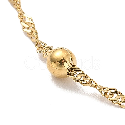 Ion Plating(IP) 304 Stainless Steel Singapore Chain Necklace with Beads for Men Women NJEW-P263-01G-1