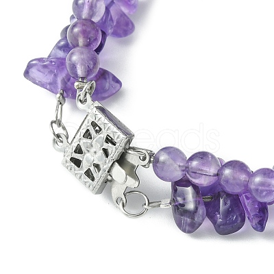 Natural Amethyst Chip Beads Multi-strand Bracelet BJEW-JB07052-01-1