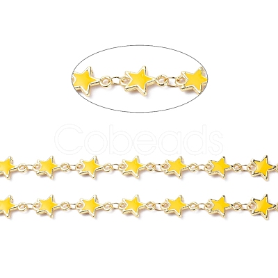 Handmade Alloy Enamel Star Link Chains ENAM-F138-01E-RS-1