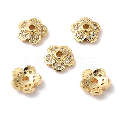 Brass Micro Pave Cubic Zirconia Bead Cap KK-E068-VF850-2-1