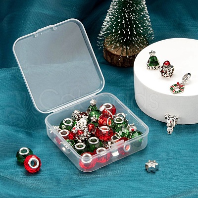 36Pcs 8 Style Christmas Themed European Style Alloy & Glass Beads Sets DIY-LS0003-11-1