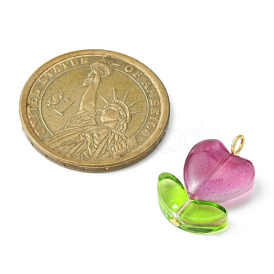 Heart Flower & Leaf Glass Pendants PALLOY-JF02193-1