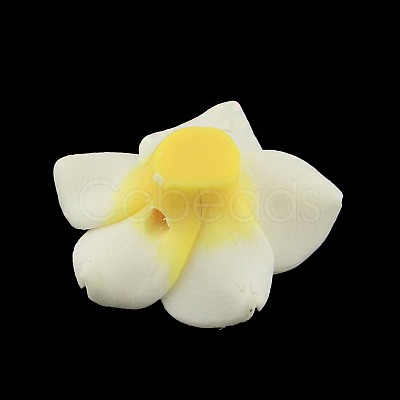 Handmade Polymer Clay 3D Flower Plumeria Beads X-CLAY-Q192-20mm-14-1