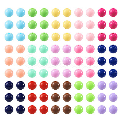 300Pcs 15 Colors Opaque Acrylic Beads SACR-TA0001-13-1