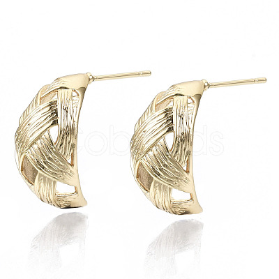 Brass Half Hoop Earrings KK-N232-110G-NF-1