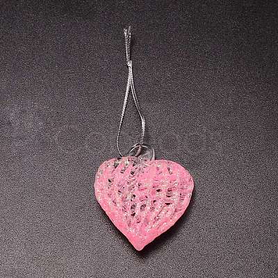 Brushed Style Heart Glass Pendant GLAA-WH0031-07C-1