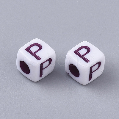 White Opaque Acrylic Beads MACR-R869-01P-1