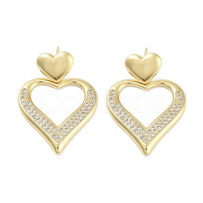 Rack Plating Brass Micro Pave Cubic Zirconia Studs Earrings EJEW-B047-03G-07-1