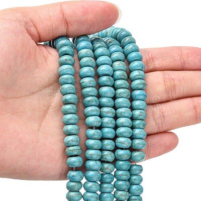 1 Strand Rondelle Synthetic Turquoise Beads Strands X-TURQ-G109-8x5mm-06-1