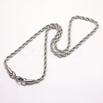 Tarnish Resistant Trendy Men's 304 Stainless Steel Rope Chain Necklaces NJEW-M072-D-02-1