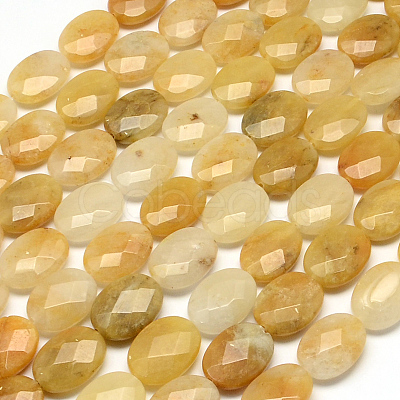 Faceted Oval Natural Topaz Jade Beads Strands G-R303-10-1