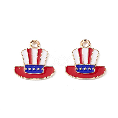 American Flag Style Alloy Enamel Pendants ENAM-K067-33-1