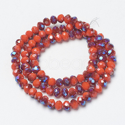 Electroplate Opaque Solid Color Glass Beads Strands EGLA-A034-P6mm-I08-1