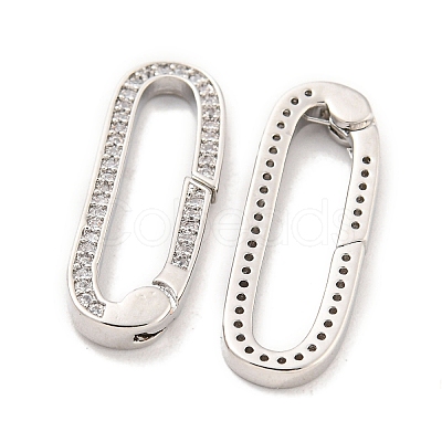 Rack Plating Brass Micro Pave CLear Cubic Zirconia  Spring Gate Clasps KK-Q814-13P-1