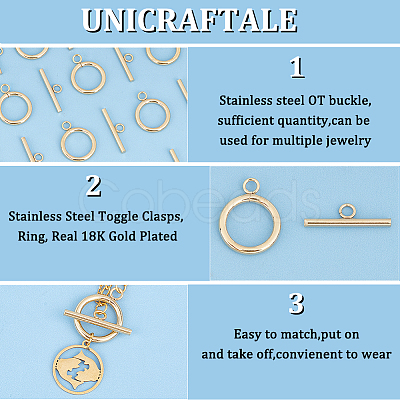 Unicraftale 12Pcs 304 Stainless Steel Toggle Clasps STAS-UN0050-81-1