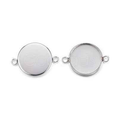 Tarnish Resistant 304 Stainless Steel Cabochon Connector Settings X-STAS-G127-14-14mm-P-1