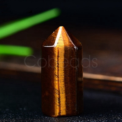 Natural Tiger Eye Point 6 Faceted Prism Healing Stone Wand PW-WGB9E84-04-1