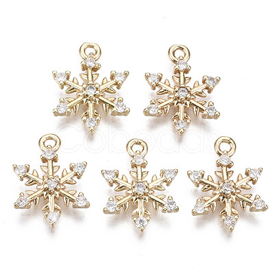 Brass Micro Pave Cubic Zirconia Charms for Christmas X-KK-R111-033-1