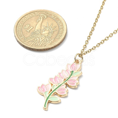 3Pcs 3 Style Alloy Enamel Flower Pendant Necklaces Set with 304 Stainless Steel Chains NJEW-JN04413-1