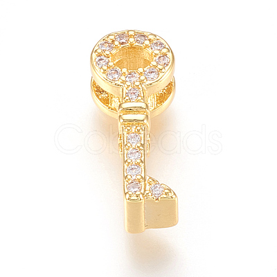 Brass Micro Pave Cubic Zirconia Slide Charms ZIRC-P077-18-NR-1